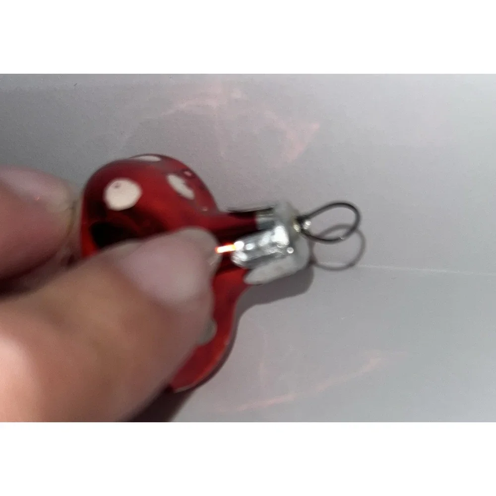Vintage Red White Polka Dot Mushroom Mercury Blown Glass Christmas Ornament‎